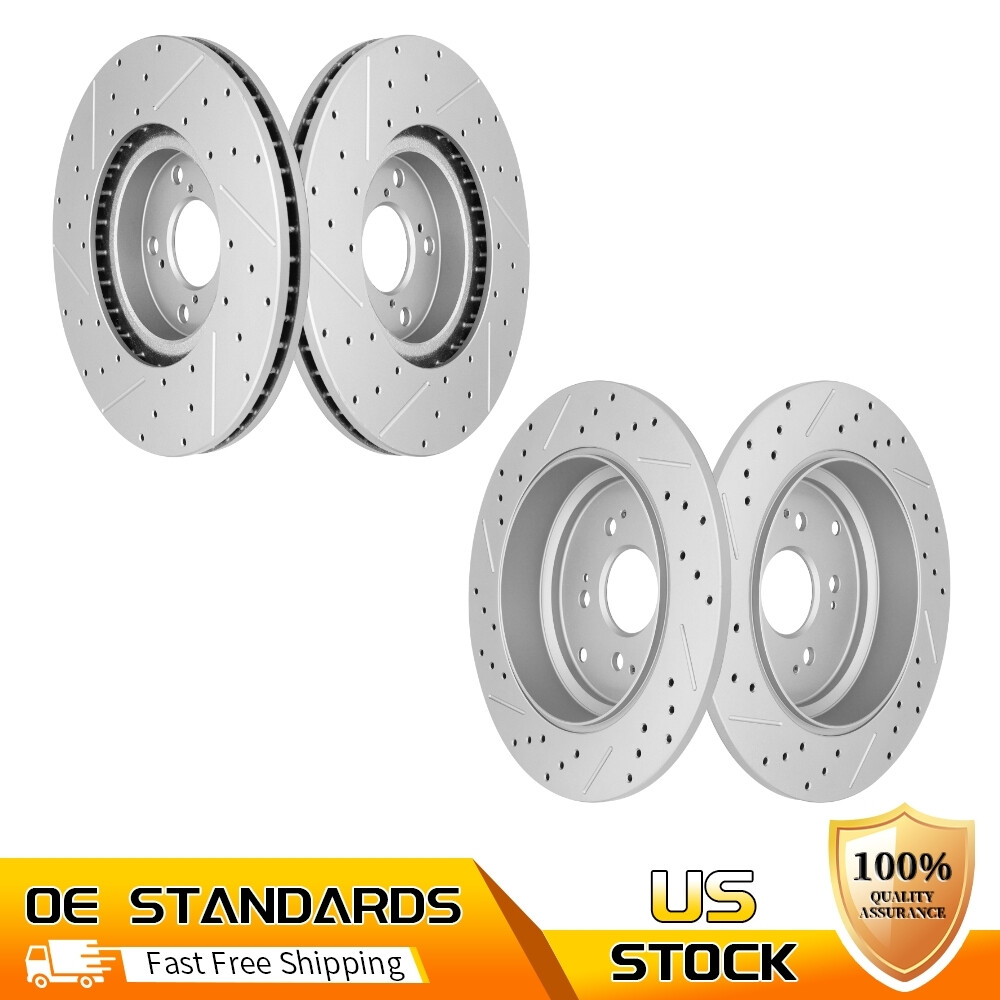 Front Rear Drilled Slotted Disc Brake Rotors for Honda Pilot Acura MDX ZDX