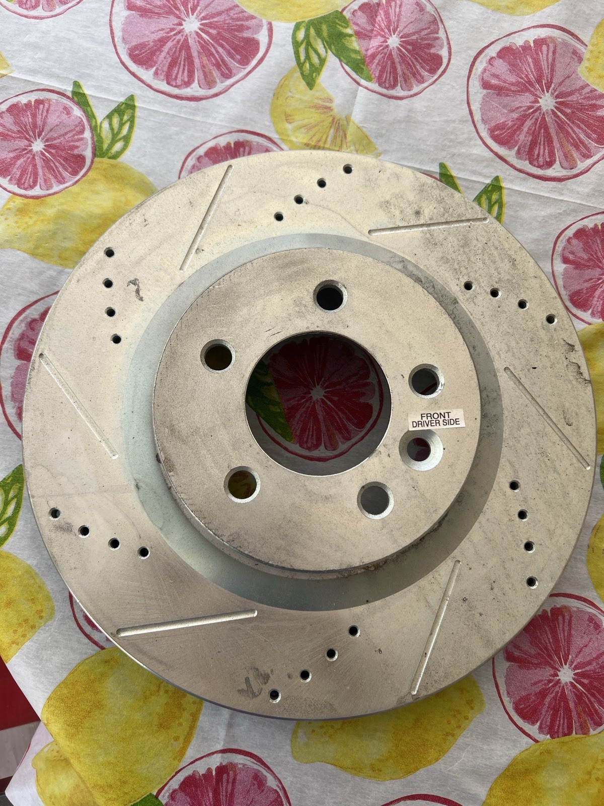 Performance Rear Disc Brake Rotor Set (L/R)- Drilled/Slotted/Zinc Plated Silver