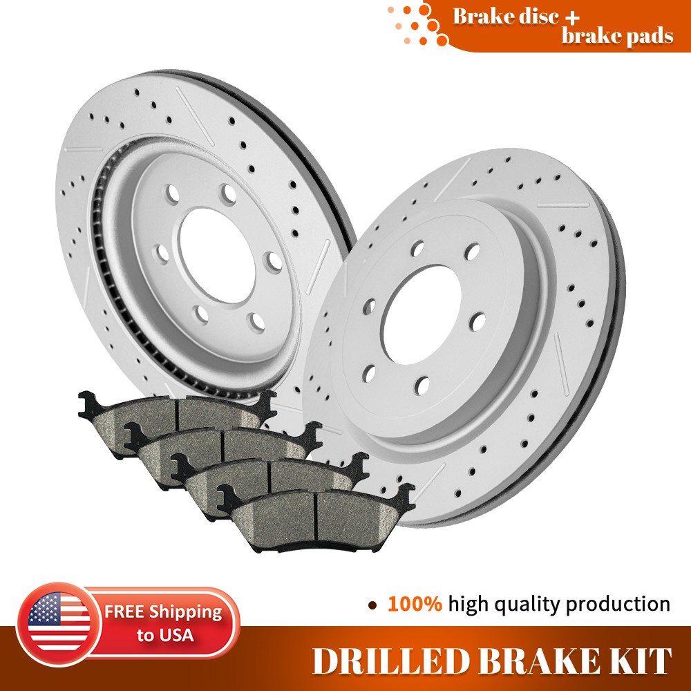 Rear Drilled Rotors Brake Pads for Ford F-150 Expedition Navigator 2018 – 2021