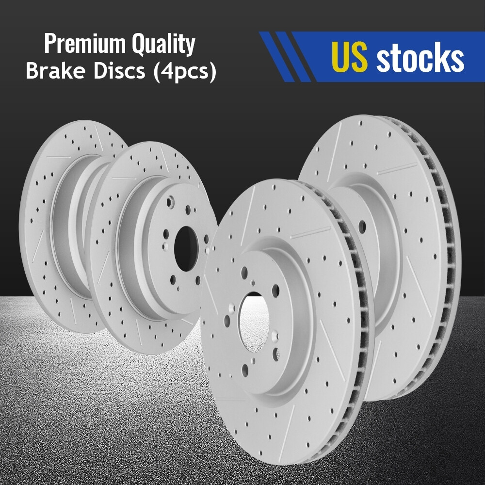4PCS Front & Rear Drilled Slotted Brake Rotors for Acura MDX ZDX Honda Pilot