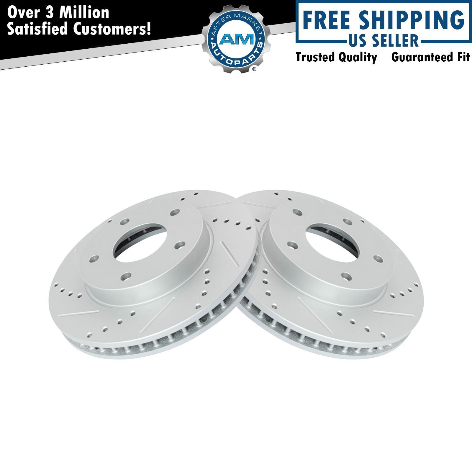Performance Drilled & Slotted Front Coated Brake Rotor Pair for Blazer