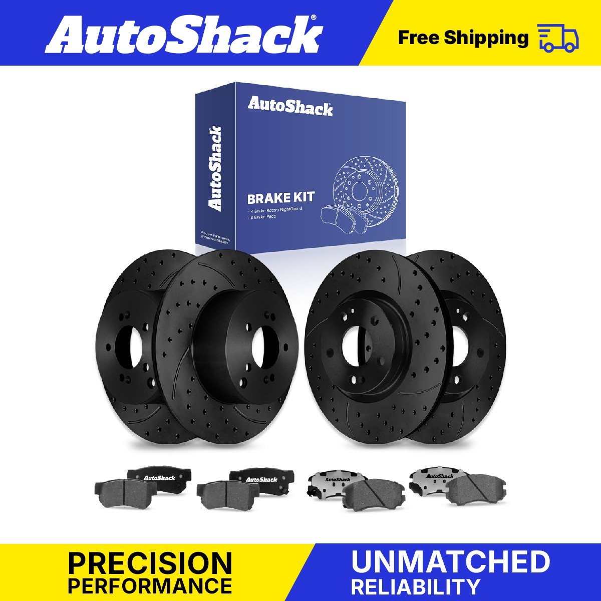 Front Rear Drilled Slotted Brake Rotors Ceramic Pads for Kia, Sportage 2005-2010