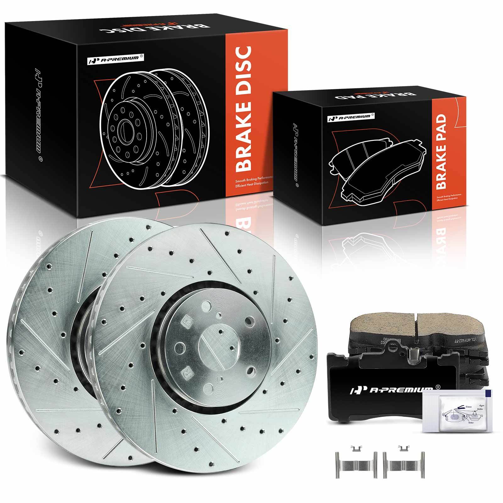 A-Premium Front Drilled Brake Rotors & Ceramic Pads for Lexus IS300 16-20 IS350