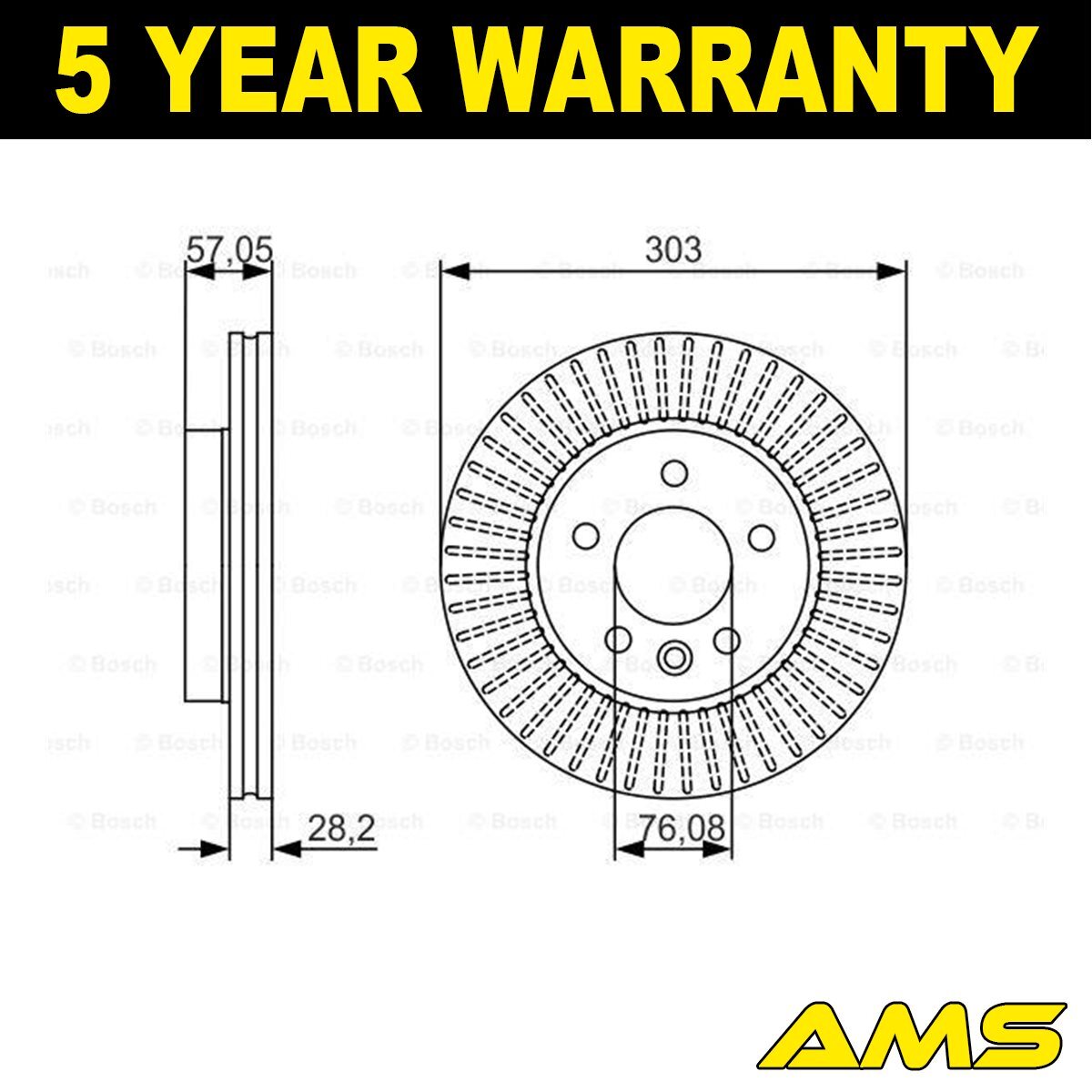 Fits VW Amarok 2010-2022 2.0 TDi 3.0 Brake Disc Front AMS 2H0615301D 2H0615301A