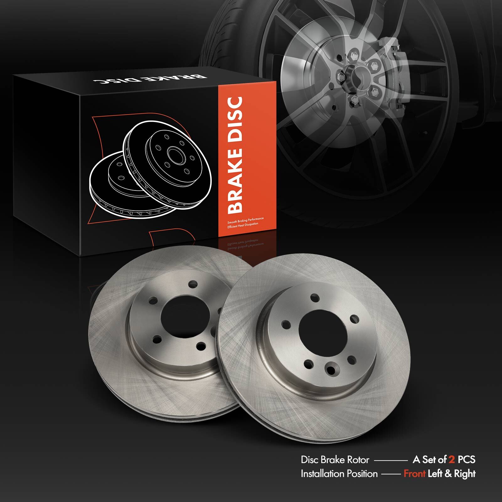 2Pcs 317 mm Front LH & RH Disc Brake Rotors for Land Rover LR3 2005-2009 V6 4.0L