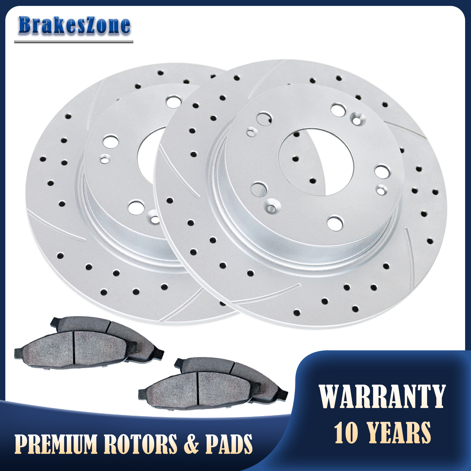 REAR Brake Rotors Pads fit for Honda Accord 03-04 05-07 Drilled Slotted Brakes