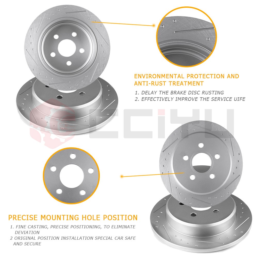 Slotted Rear Brake Rotors & Ceramic Brake Pads For Chevrolet Impala Limited