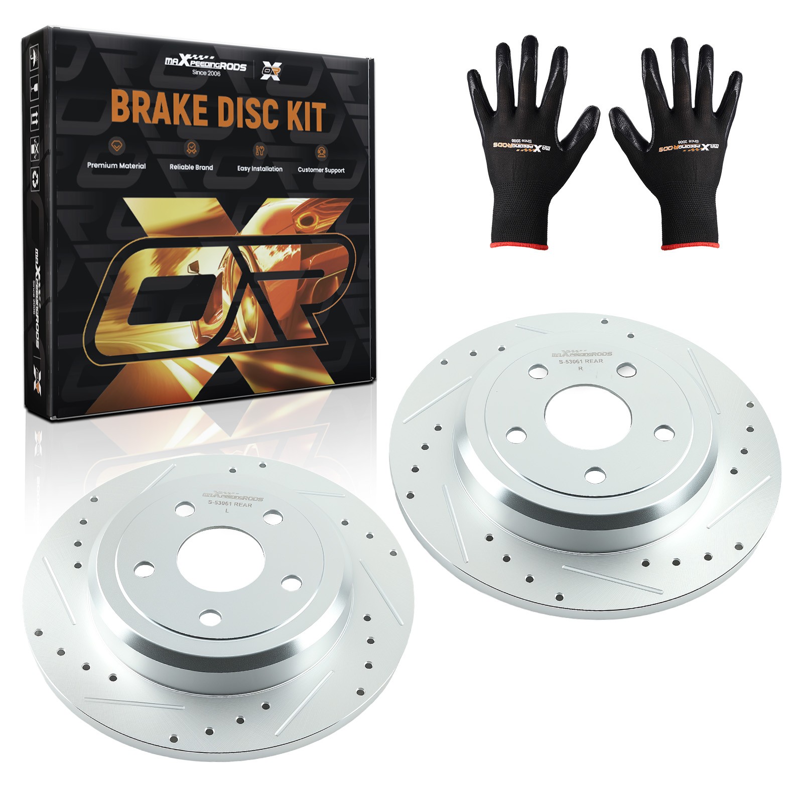 330mm Brake Rotors Kit Rear for Jeep Grand Cherokee/Dodge Durango S-53061 11-20
