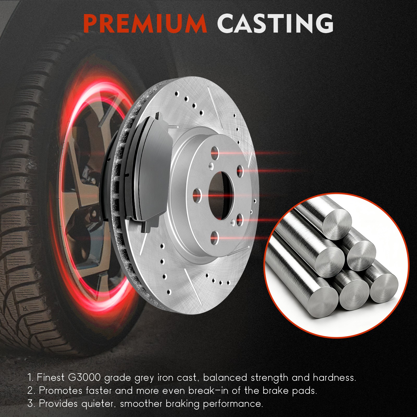 Slotted Rear Brake Rotors & Ceramic Brake Pads For 2013 2014 2015 For Kia Optima