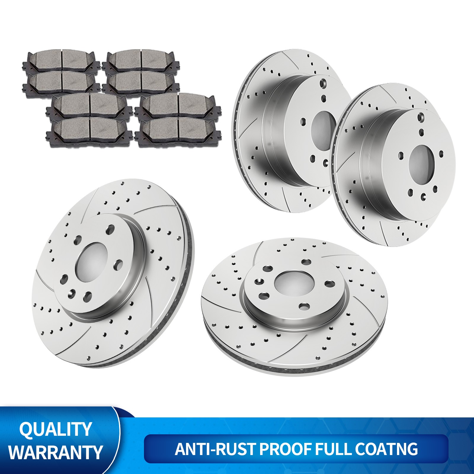 321mm Front and Rear Brake Discs Rotor and Ceramic Pad Fit Chevy Equinox Terrain
