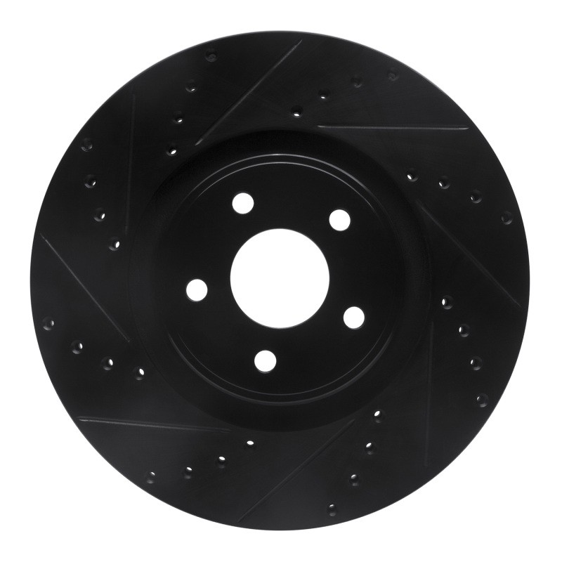 R1 For 14-18 Ford Focus ST Front Left Drilled & Slotted Black Brake Rotor