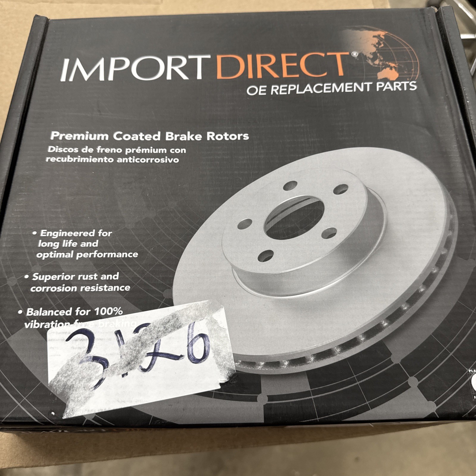 Import Direct OE Replacement Parts Premium Coated Rear Brake Rotors