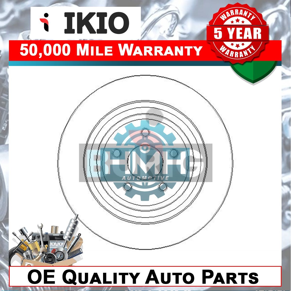 Fits Ford Kuga 2012-2019 Mondeo 2014- + Other Models Brake Disc Rear Ikio