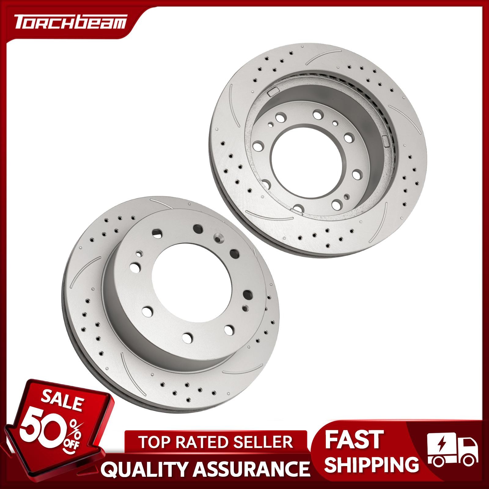 355mm Front Drilled Slotted Rotors for Chevy Silverado 2500HD GMC Sierra 2500HD