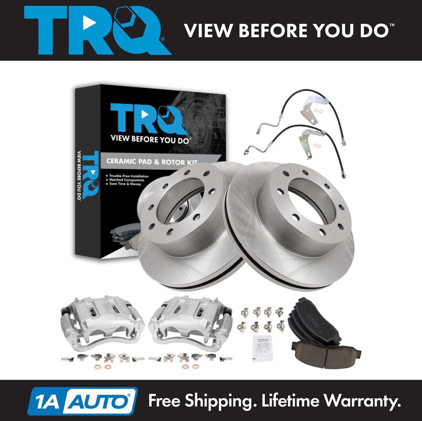 TRQ Brake Pad & Rotor Kit Ceramic Fits 2008-2009 Ford F-350 Super Duty