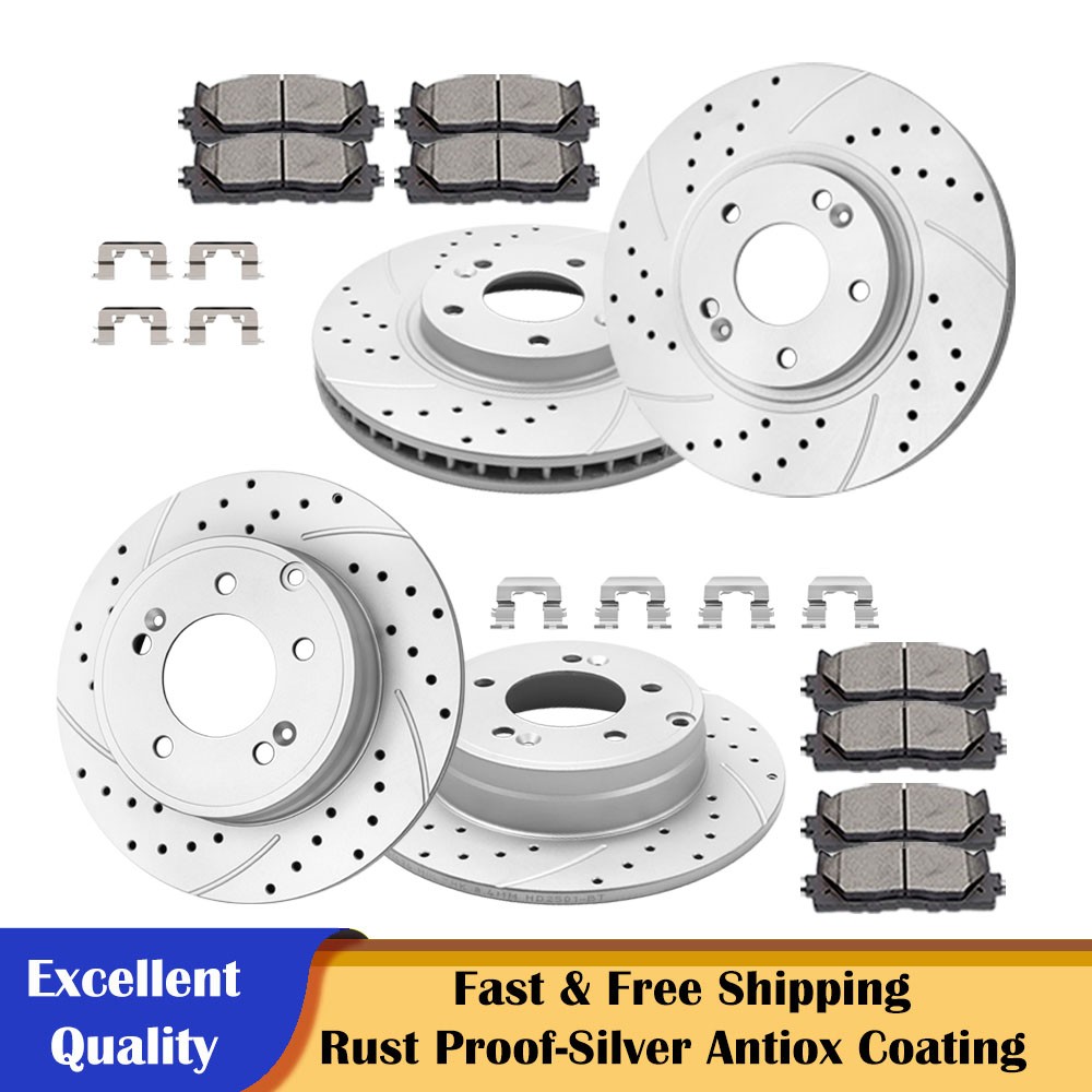 Front Rear Discs Rotors Brakes Pads Brakes for 2011-15 Hyundai Sonata Kia Optima
