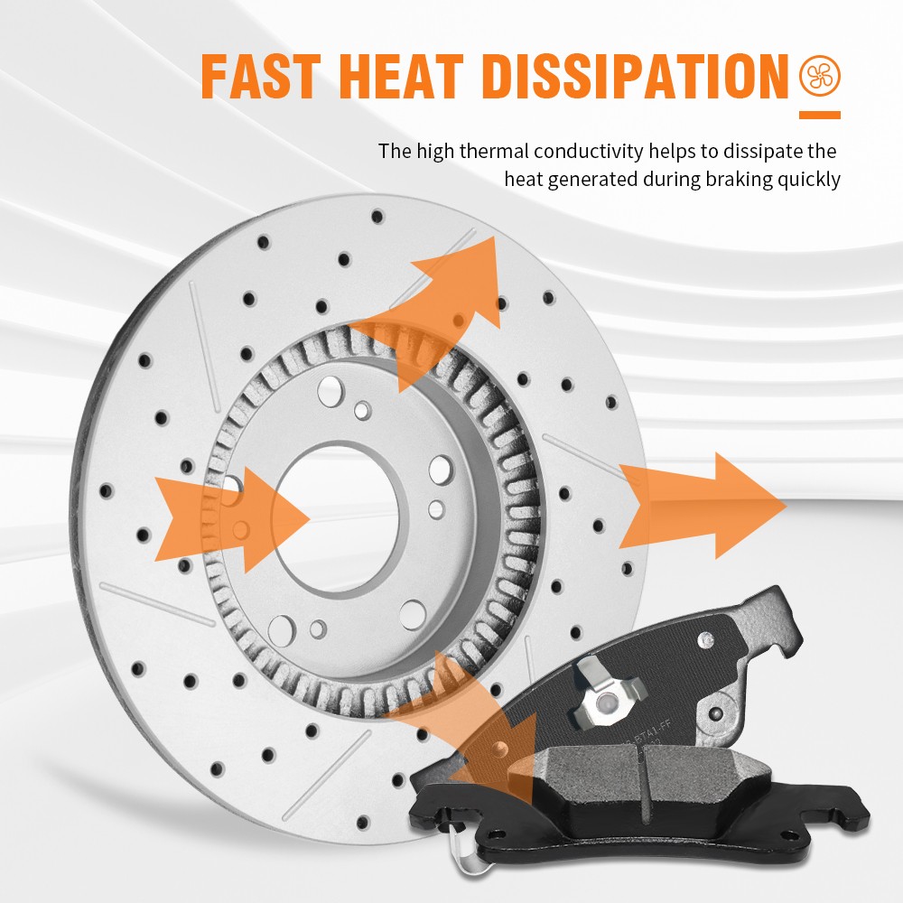 Front & Rear Drilled Brake Rotor Ceramic Brake Pad For Hyundai Sonata Kia Optima