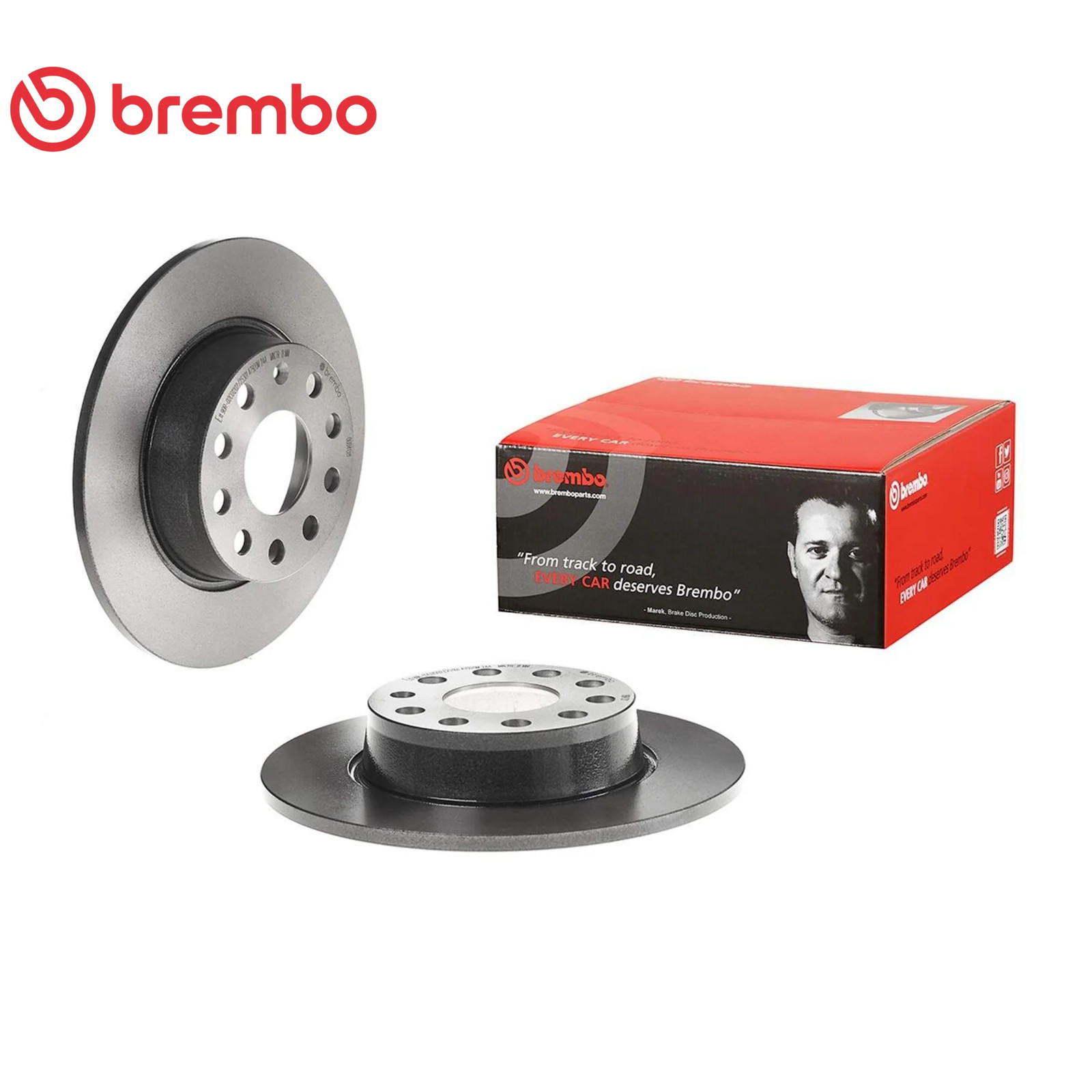 Rear Disc Brake Rotor 272mm Brembo 08.B413.11 for VW Passat (Set of 2)