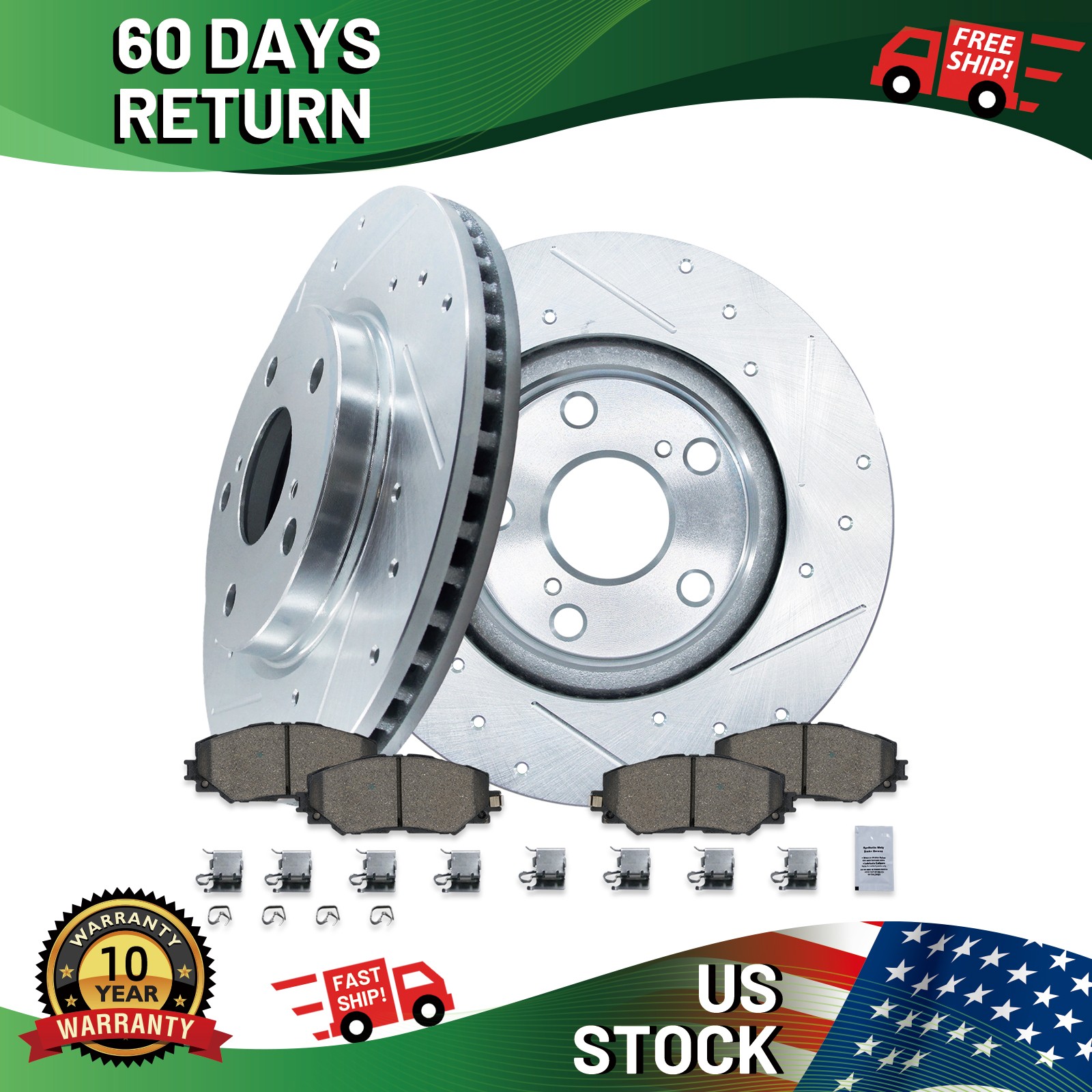 10.83″ Front Drilled Rotors Ceramic Pads for Scion xB 2013 2014 2015