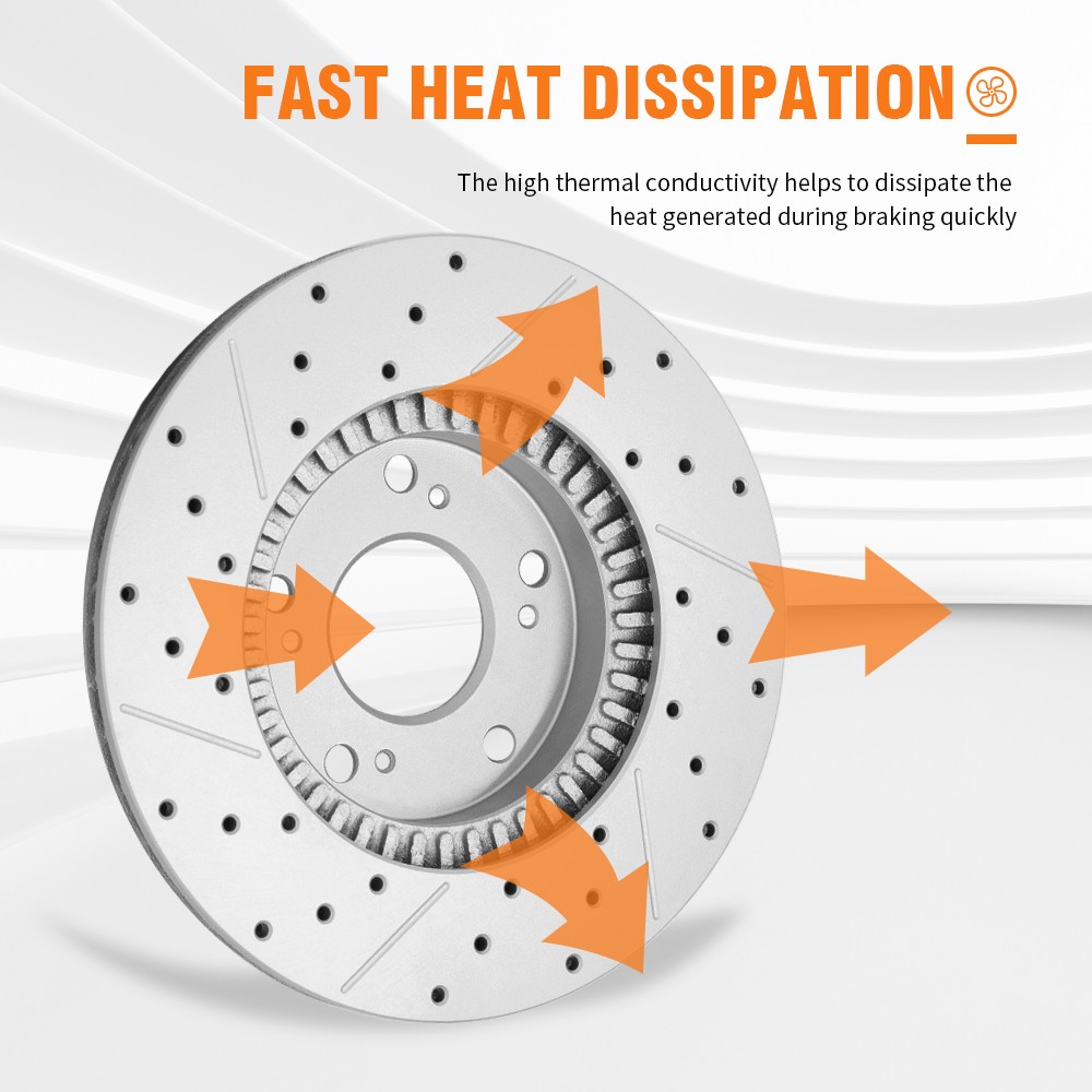 Front & Rear Drilled Brake Rotor Ceramic Brake Pad For Hyundai Sonata Kia Optima
