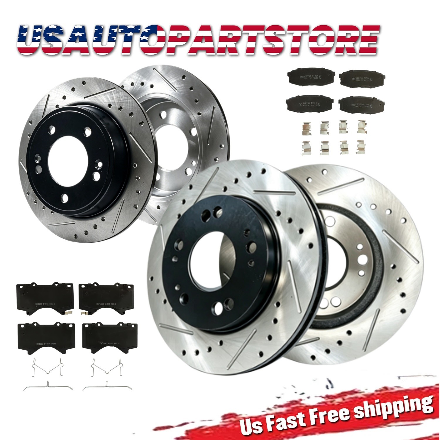 354mm Front Rear Drilled Disc Rotor Pad for Lexus LX570 Toyota Tundra 2016 2017
