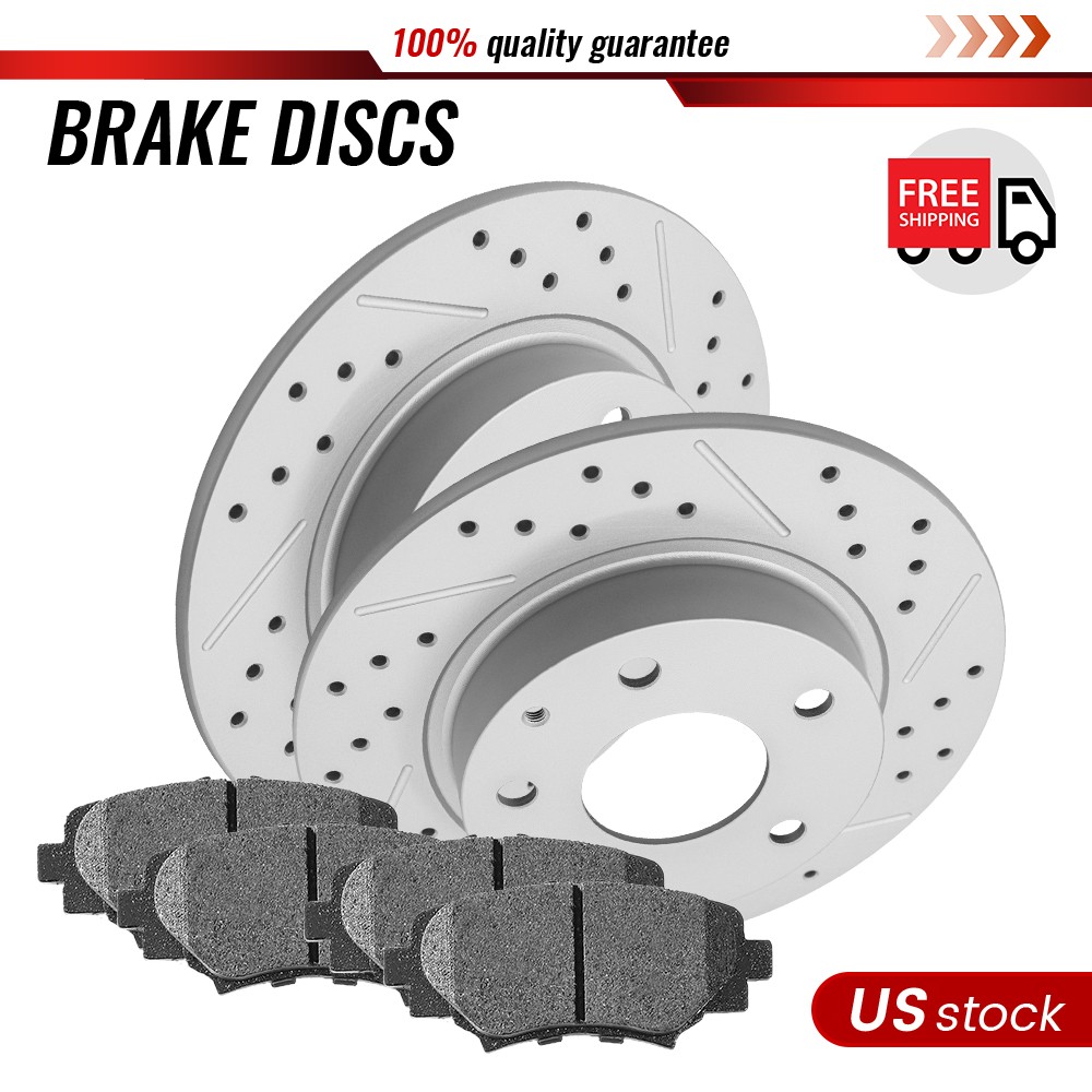 265mm Rear Drilled Rotors & Ceramic Brake Pads for 2014 – 2018 Mazda 3 2.5L