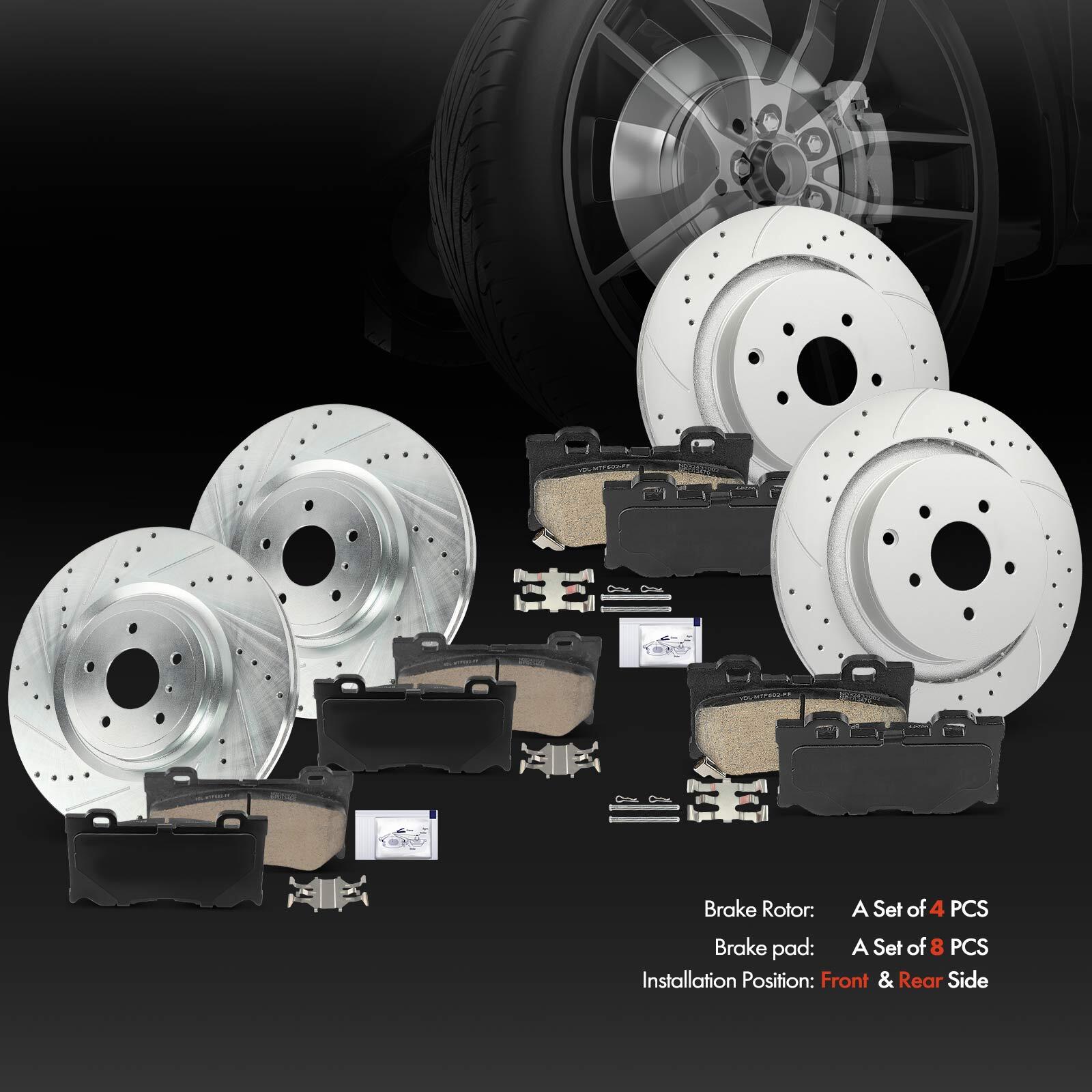 12x Front & Rear Side Drilled Rotors & Brake Pads for INFINITI M37 Q50 Q60 Q70L