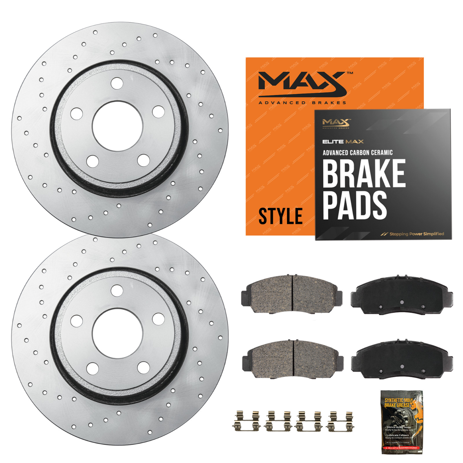 Front Drilled Geomet Rotors + Pads for 2020-2023 Hyundai Plisade Kia Telluride