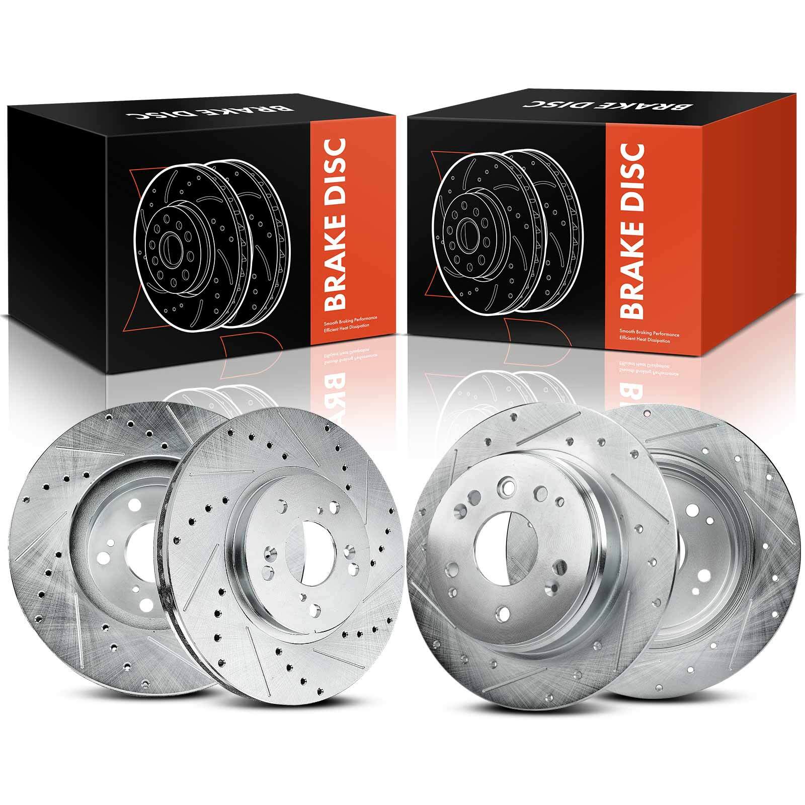 4x Front & Rear Left & Right Drilled Brake Rotors for Acura TL 2004-2008 V6 3.2L