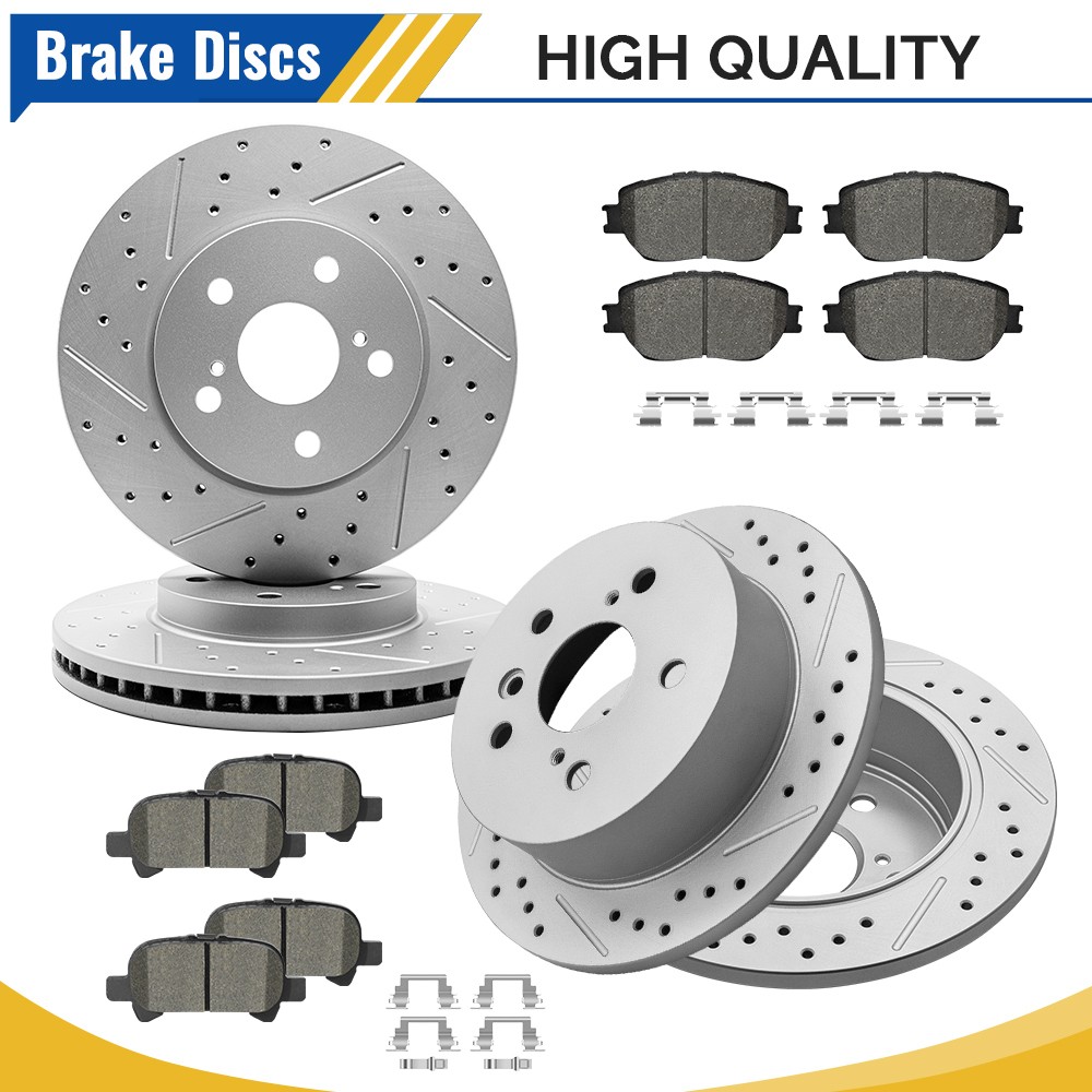 Front & Rear DISC Brake Rotors Ceramic Pads Kit for 2002 2003 2004 Toyota Camry
