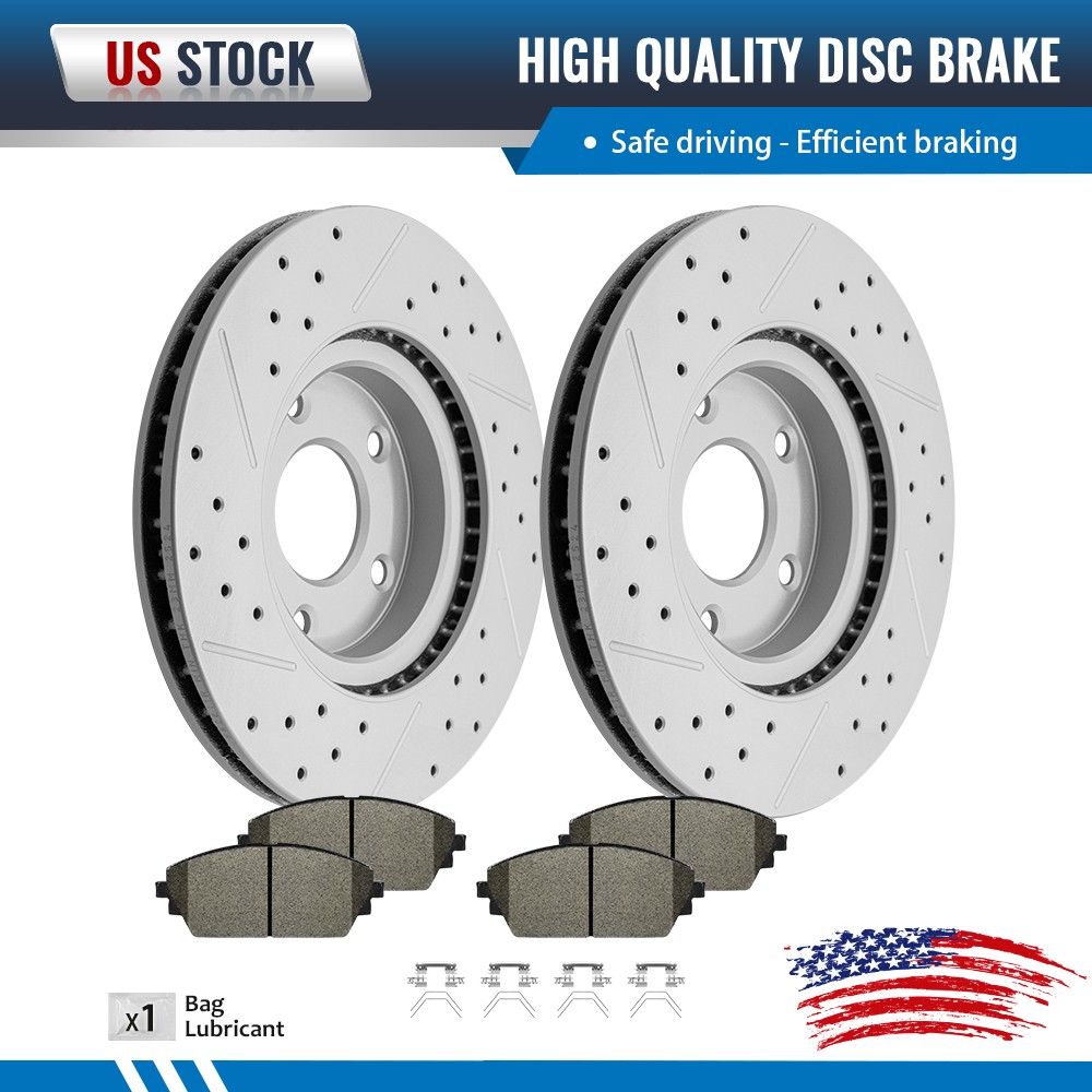 11.61 Inch Front Drilled Brake Rotors + Pads for 2019-2021 2022 2023 Mazda 3 AWD