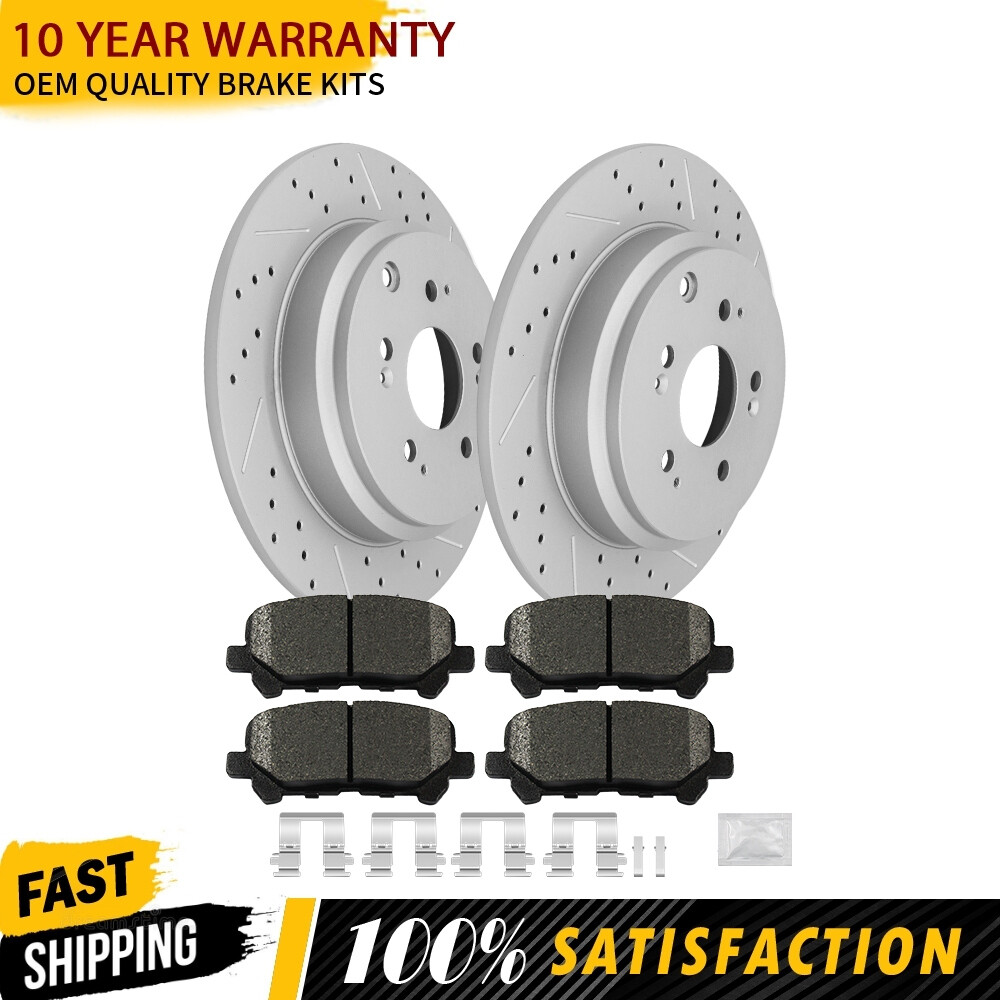 Rear Drilled Rotors & Ceramic Brake Pads For Honda Odyssey Pilot Acura MDX ZDX
