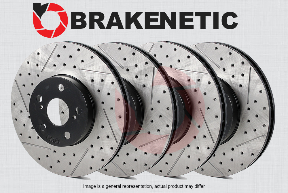 FRONT+REAR BRAKENETIC Premium Drilled Slotted Brake Rotors 330mm BPRS94912