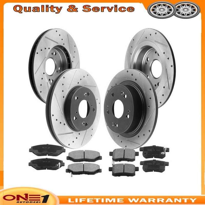 Front Rear Disc Brake Rotors and Brake Pads Kits For Honda Accord Rotor 5 Lugs