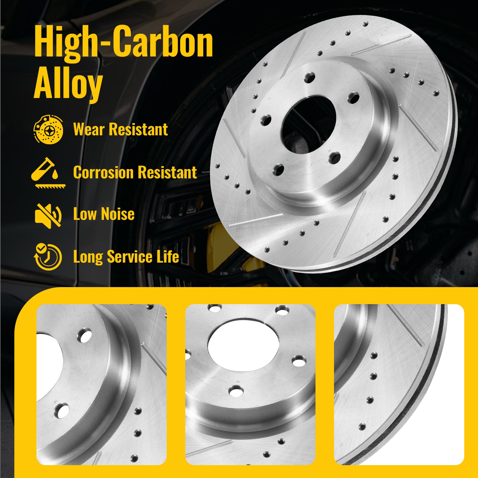For 2007-2012 2013 Nissan Altima Front Drilled Slotted Rotors Ceramic Brake Pad