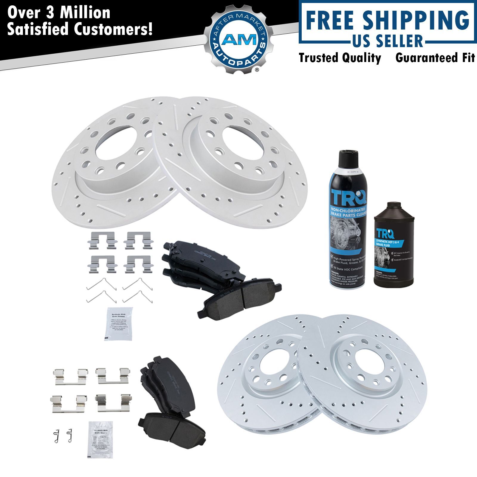 Performance Brake Rotor & Ceramic Pad Front Rear Kit w/Chemicals