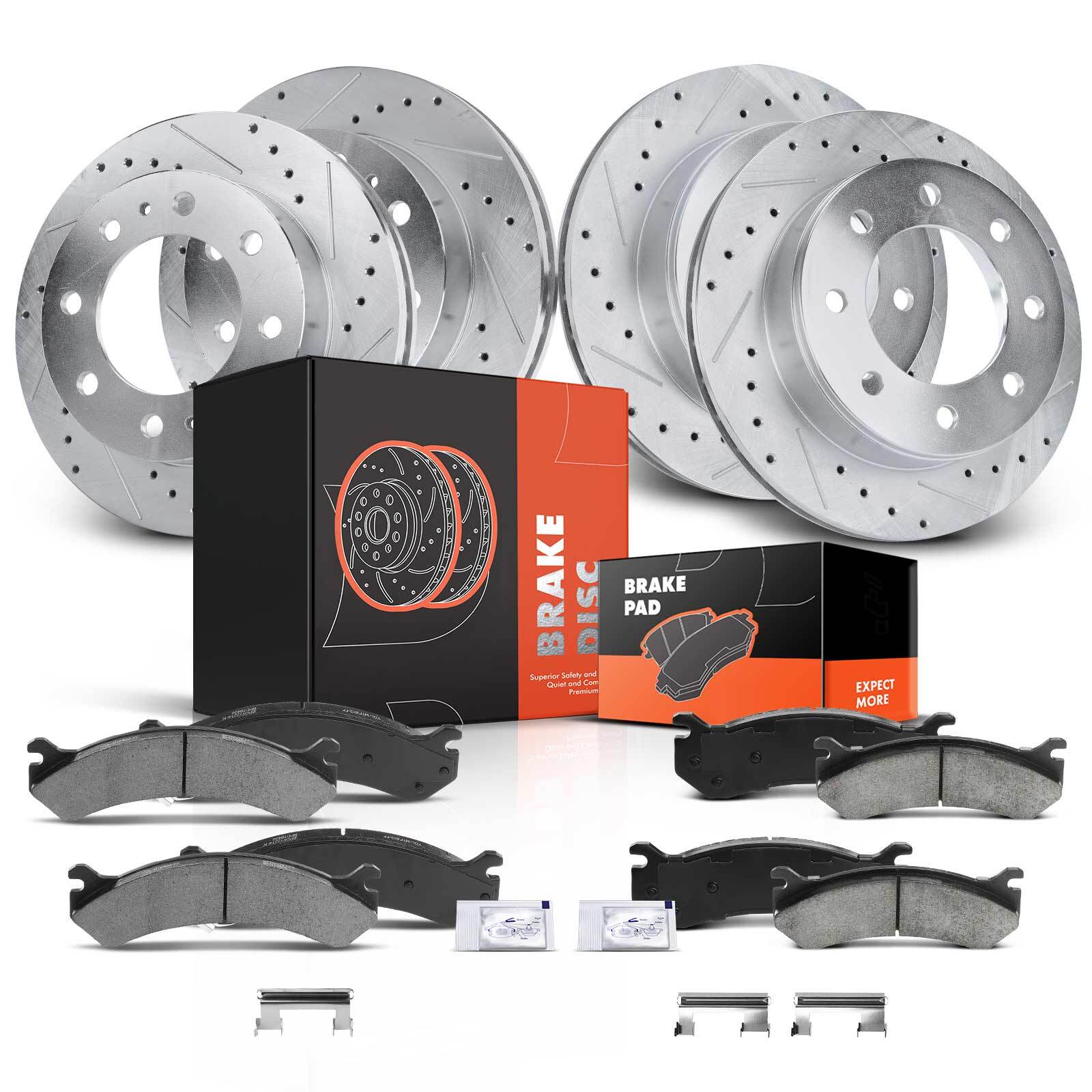 12x Drilled Brake Rotor & Ceramic Pad for Chevrolet Silverado 2500 GMC Hummer