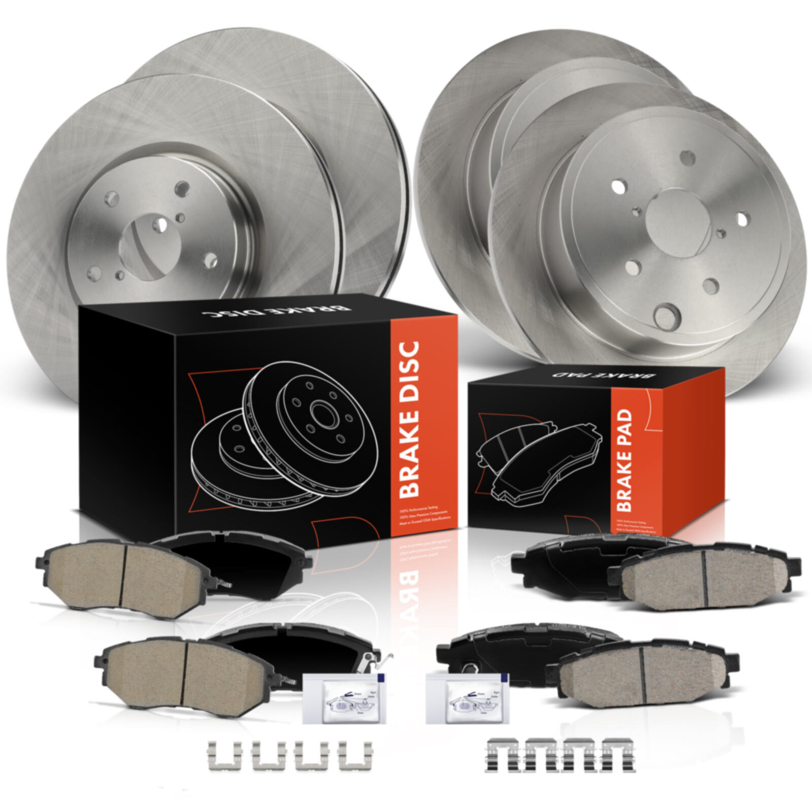 12x Front & Rear Disc Brake Rotors & Ceramic Brake Pads for Subaru WRX 2015-2016