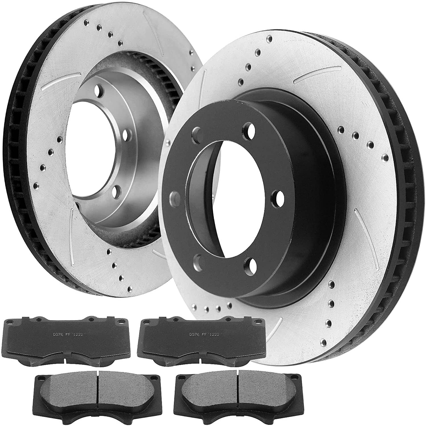 319mm Front Drilled Disc Rotors Brake Pads for Toyota Tacoma 4Runner FJ Cruiser