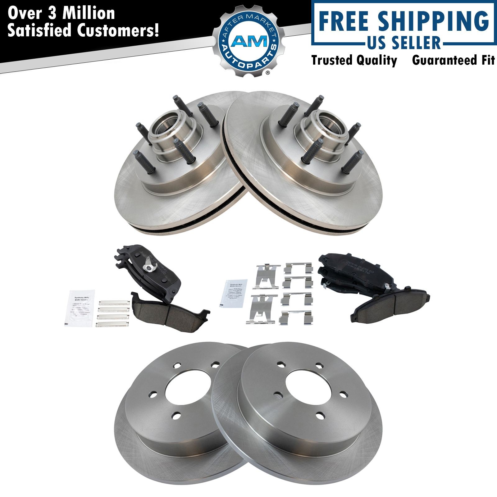 Front & Rear Premium Posi Ceramic Disc Brake Pad & Rotor Kit for F150