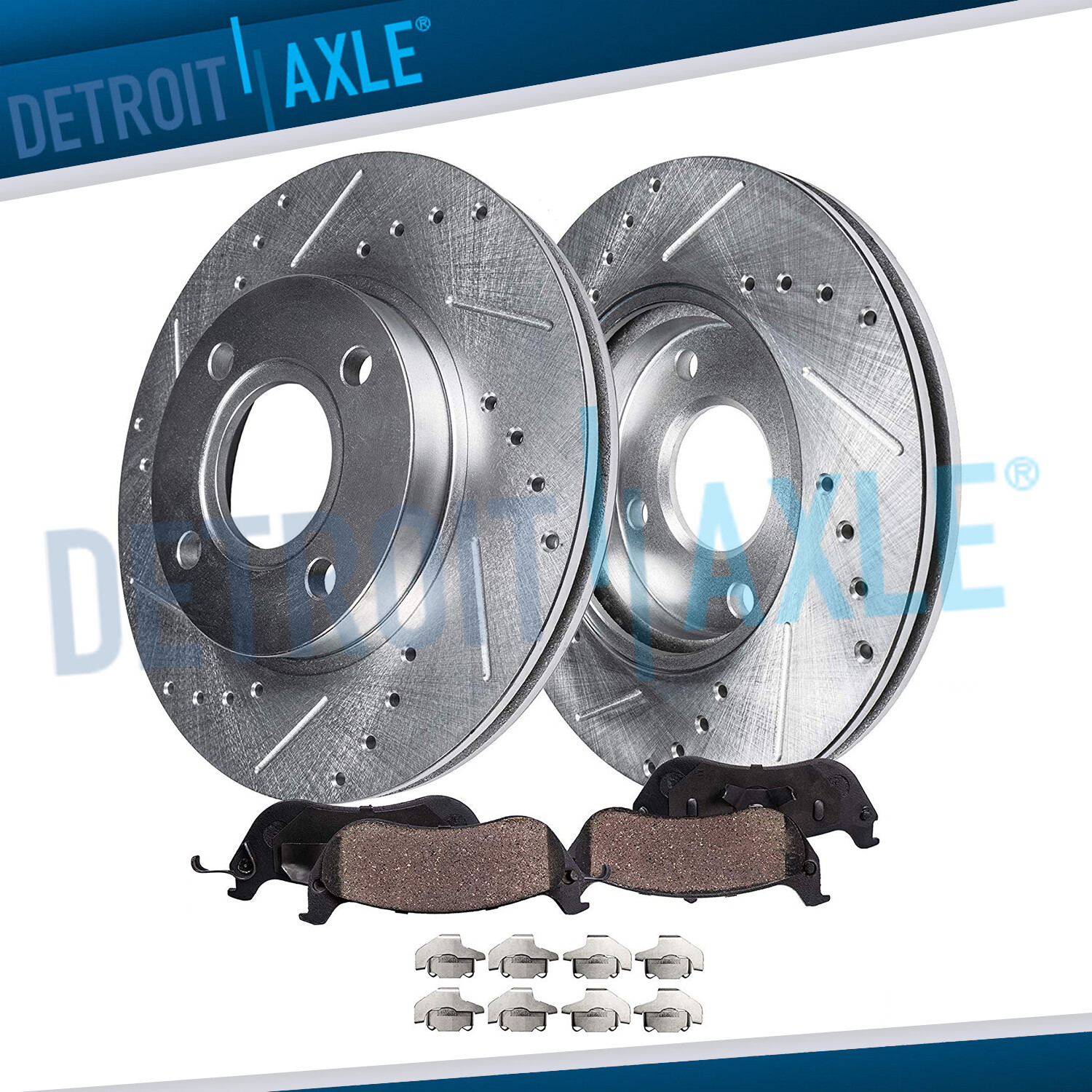 Front Drilled & Slotted Rotors + Ceramic Brake Pads for Nissan Cube Sentra Versa