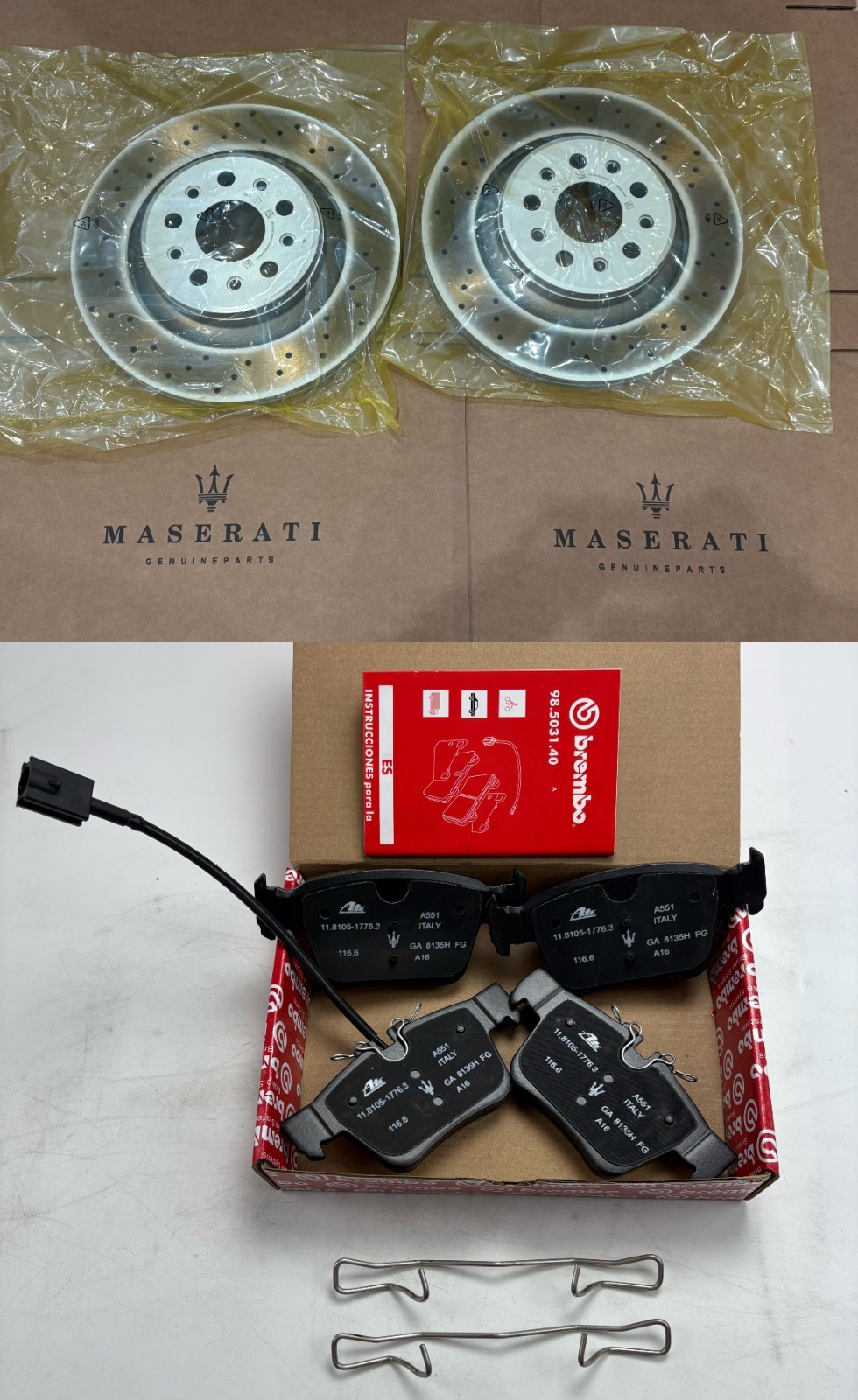 2017-2025 Maserati Levante S 3.0L rear brake pads + rotors with hardware GEN