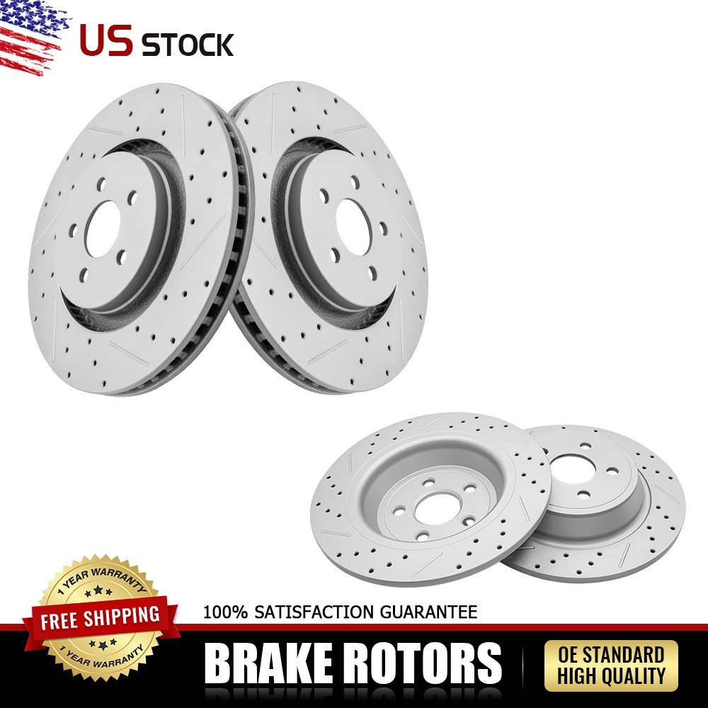 Front & Rear Disc Brake Rotors for 2017-2019 Ford Fusion Sport Edge Continental
