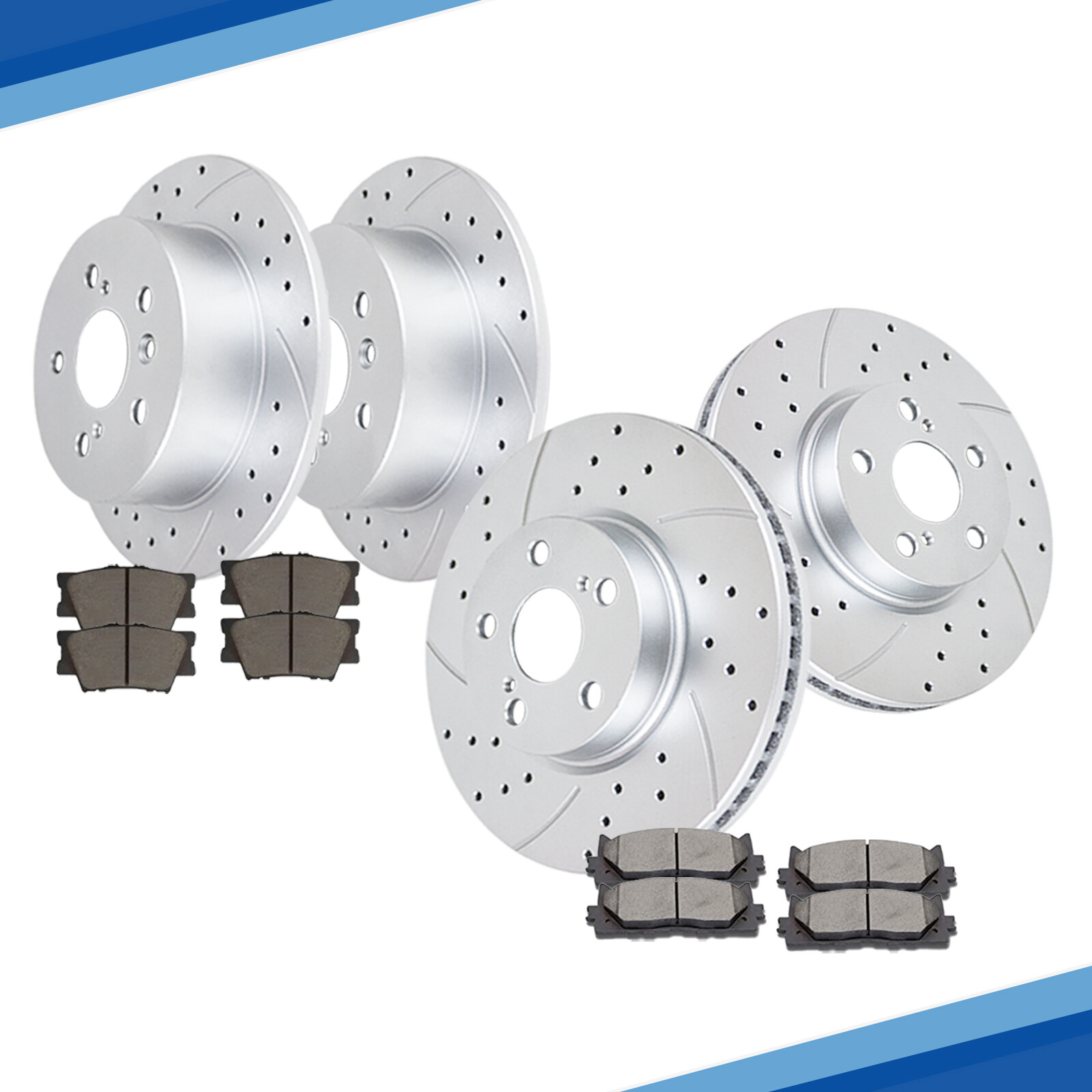 For 2006 – 2018 Toyota RAV4 296mm Front Rear Disc Rotors Brake + Pads Brakes Kit