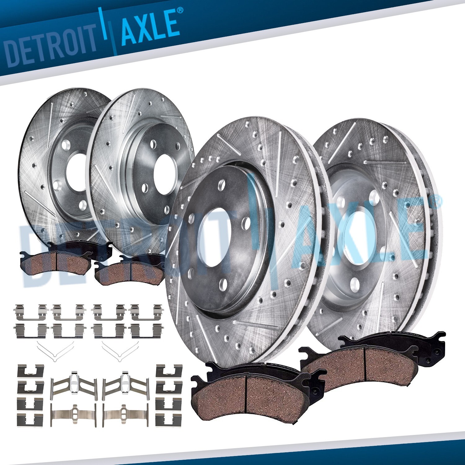 8pc Front Rear Drilled Brake Rotors and Brake Pads Kit for 2013 – 2015 Civic ILX