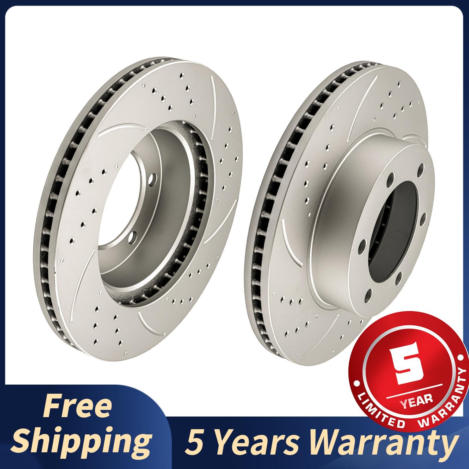 2x Front Drilled Slotted Brake Rotors Fits 2000-2006 Toyota Tundra All Engines
