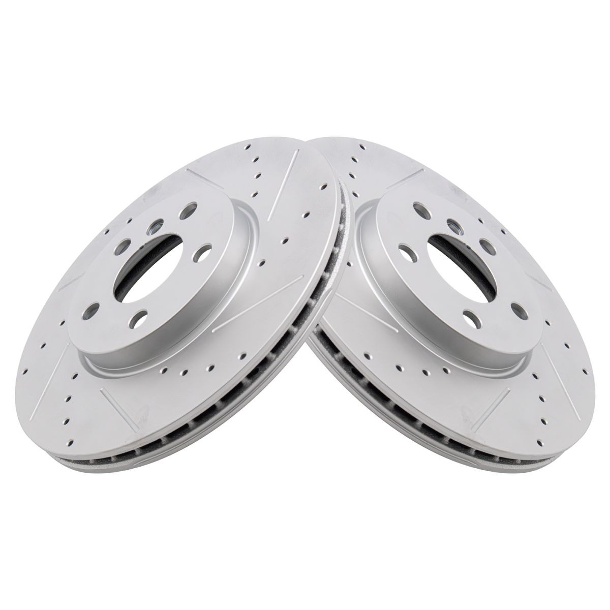 TRQ Performance Brake Rotors Set Premium G-Coated Slotted X Drilled Fits Mini