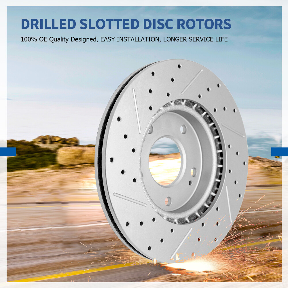 For Hyundai Elantra Gt 13-20 Kia Soul Forte5 2X Rear Drilled Slottd Brake Rotors