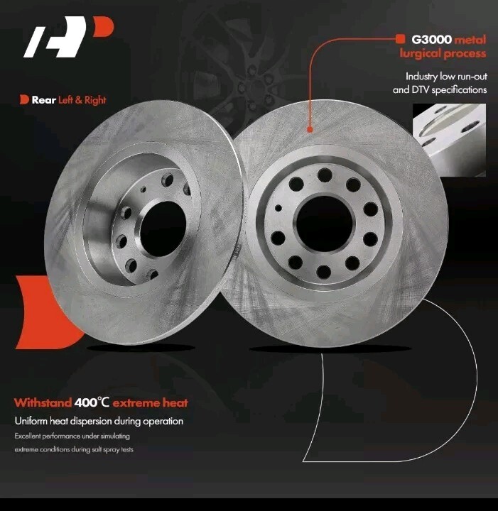 2x Rear Disc Brake Rotors for VW Passat Beetle Jetta GTI Golf Audi A3 Quattro A3