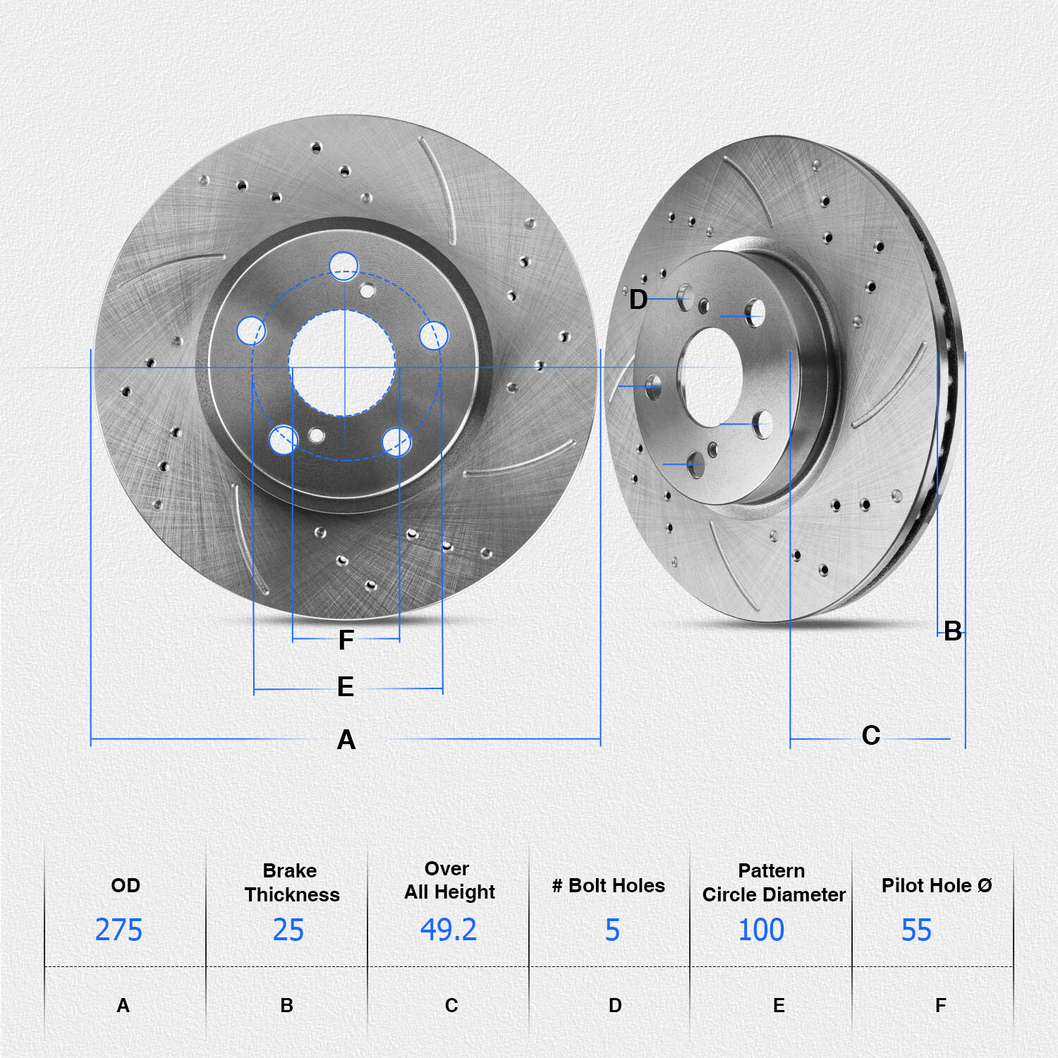 Front Drilled Brake Rotors Ceramic Brake Pads Kit for Scion tC 2005-2010